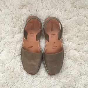 Taupe slip on sandals